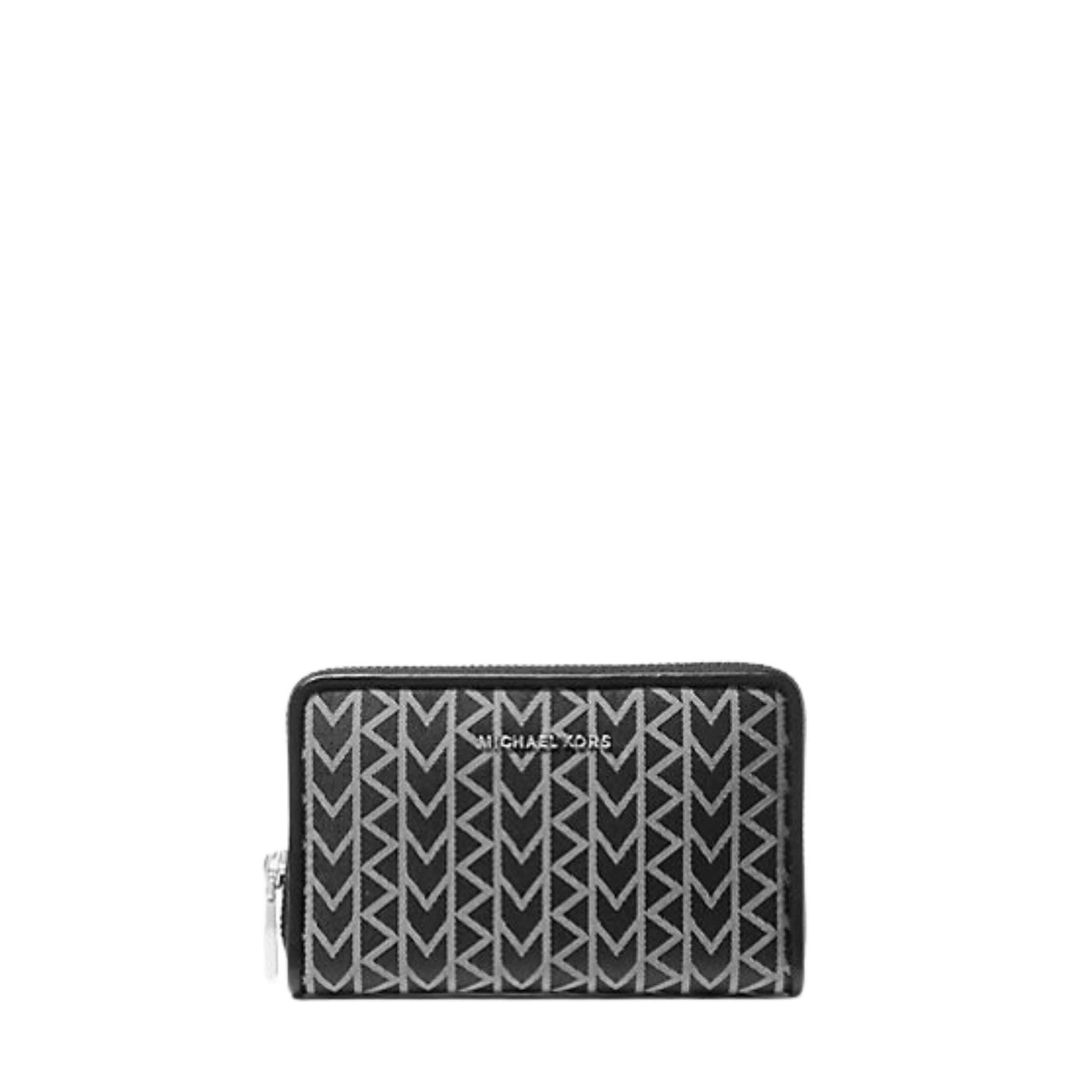 MICHAEL KORS Jet Set Small MK2000 Logo Jacquard Wallet – Black/Grey