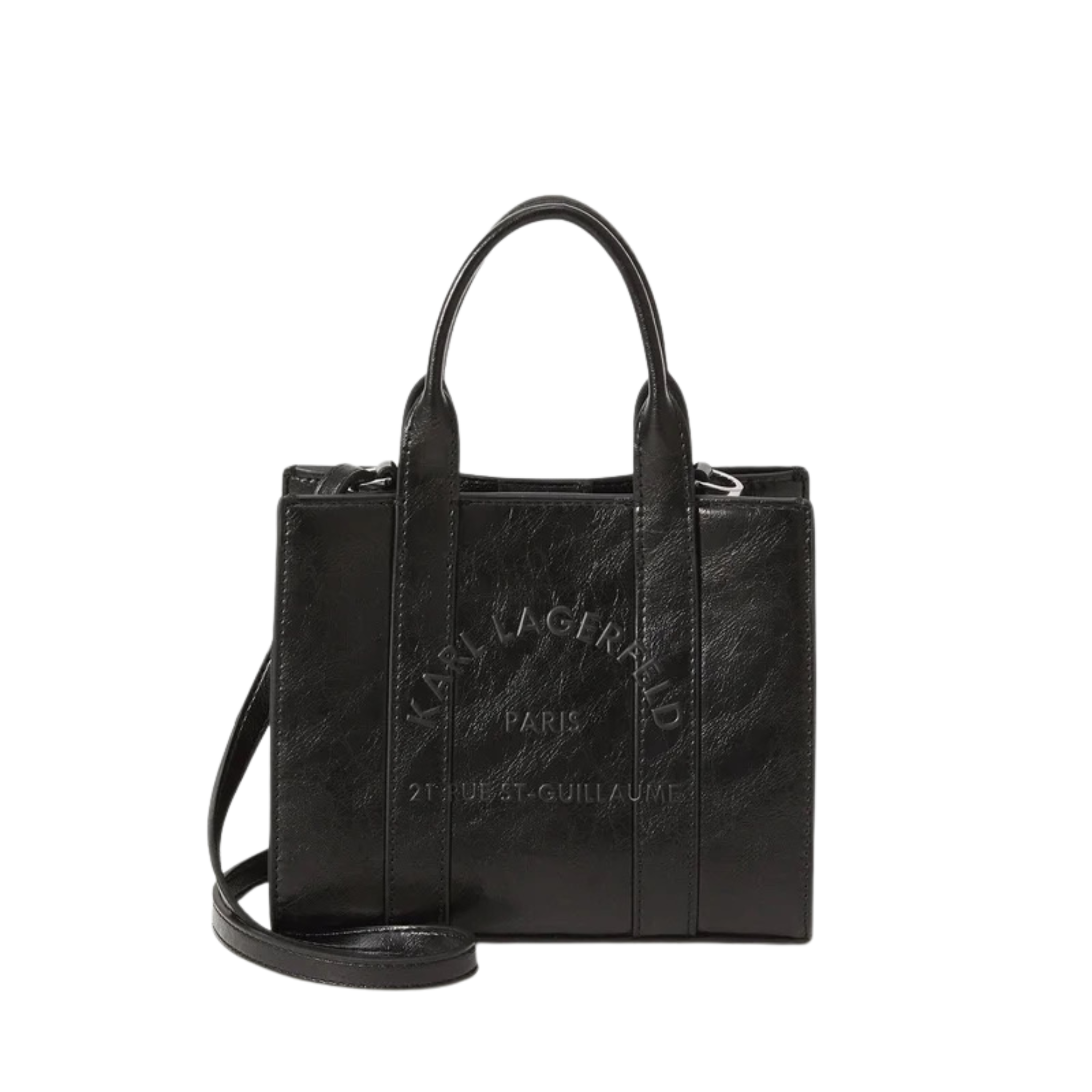 KARL LAGERFELD CRINKLE SQUARE TOTE - Handbag - black