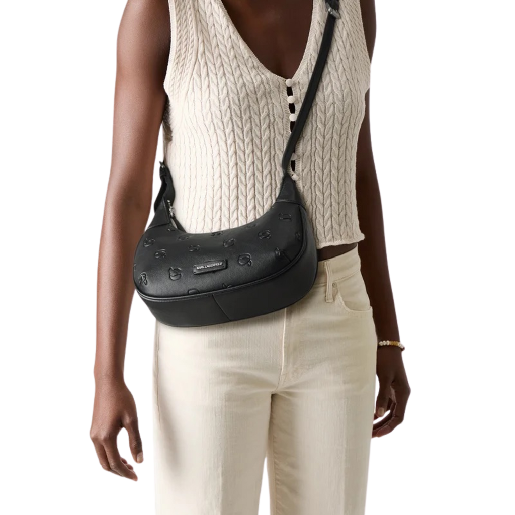 KARL LAGERFELD IKON MONOGRAM ROUND - Cross body bag - black